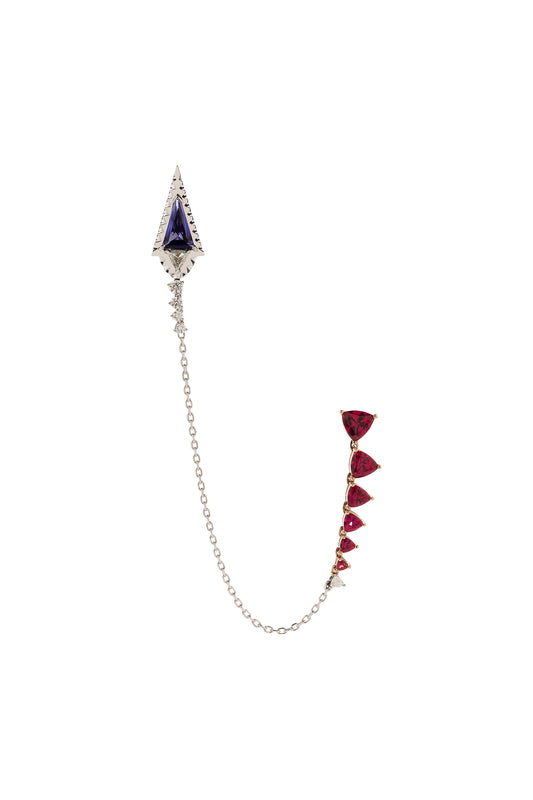 Tanzanite ARA X MR DEAN brooch with Rubelite and diamonds in 18k white and rose gold.