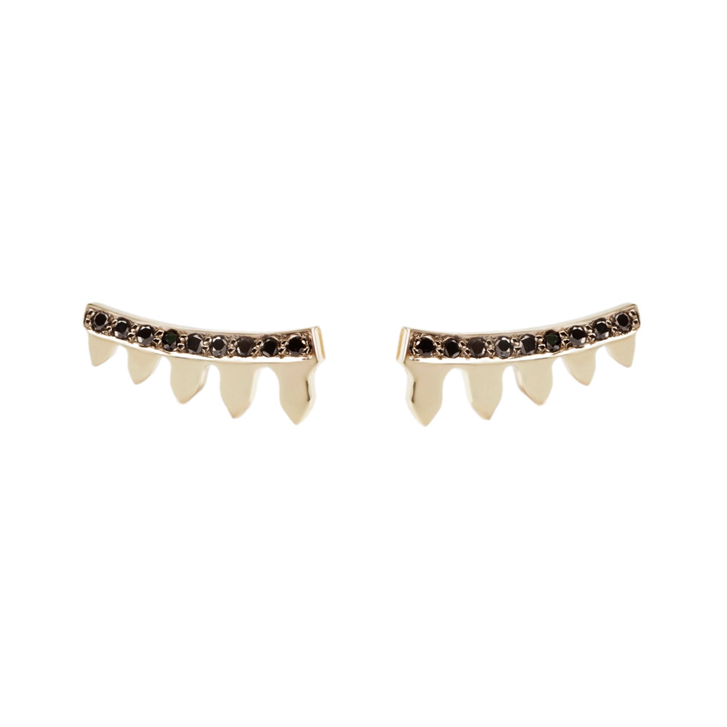 Black diamond mini earrings in 18k yellow gold