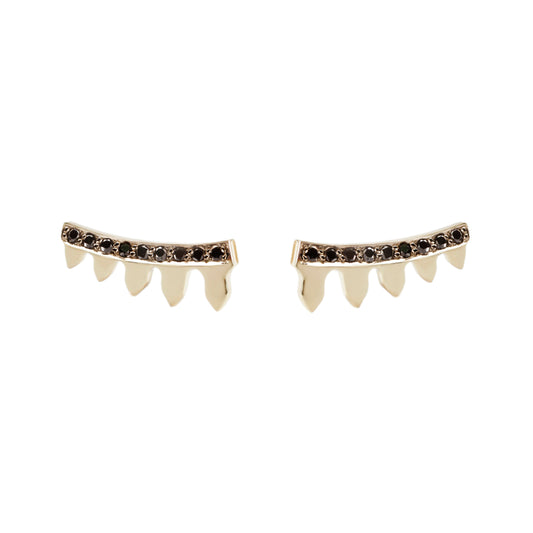 Black diamond mini earrings in 18k yellow gold