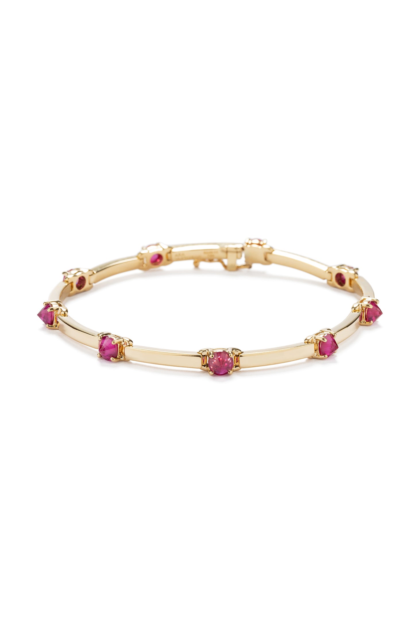 Ruby bracelet with white diamonds in 18k yellow gold