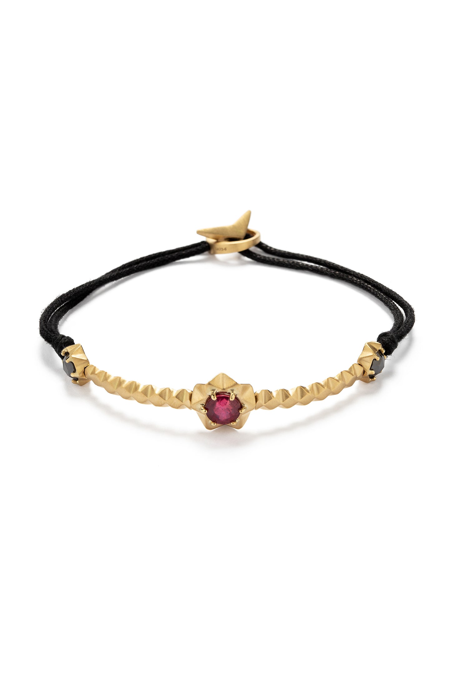 Ruby bracelet with black diamonds in 18k yellow gold