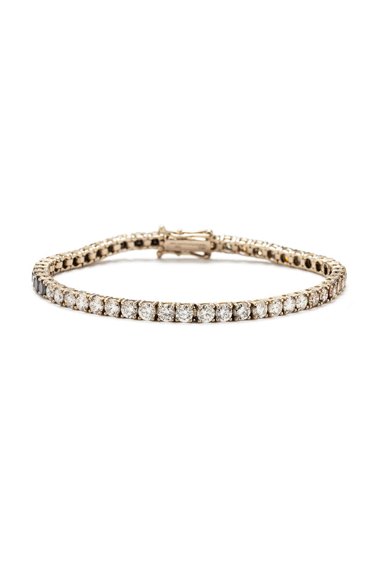 White, black and brown diamond Tennis bracelet in 18k white gold