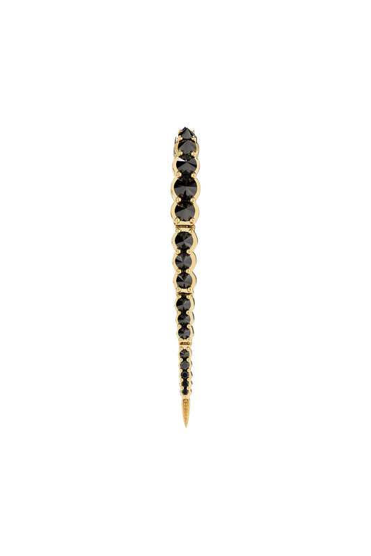 Inverted black diamond single earring in 18k yellow gold