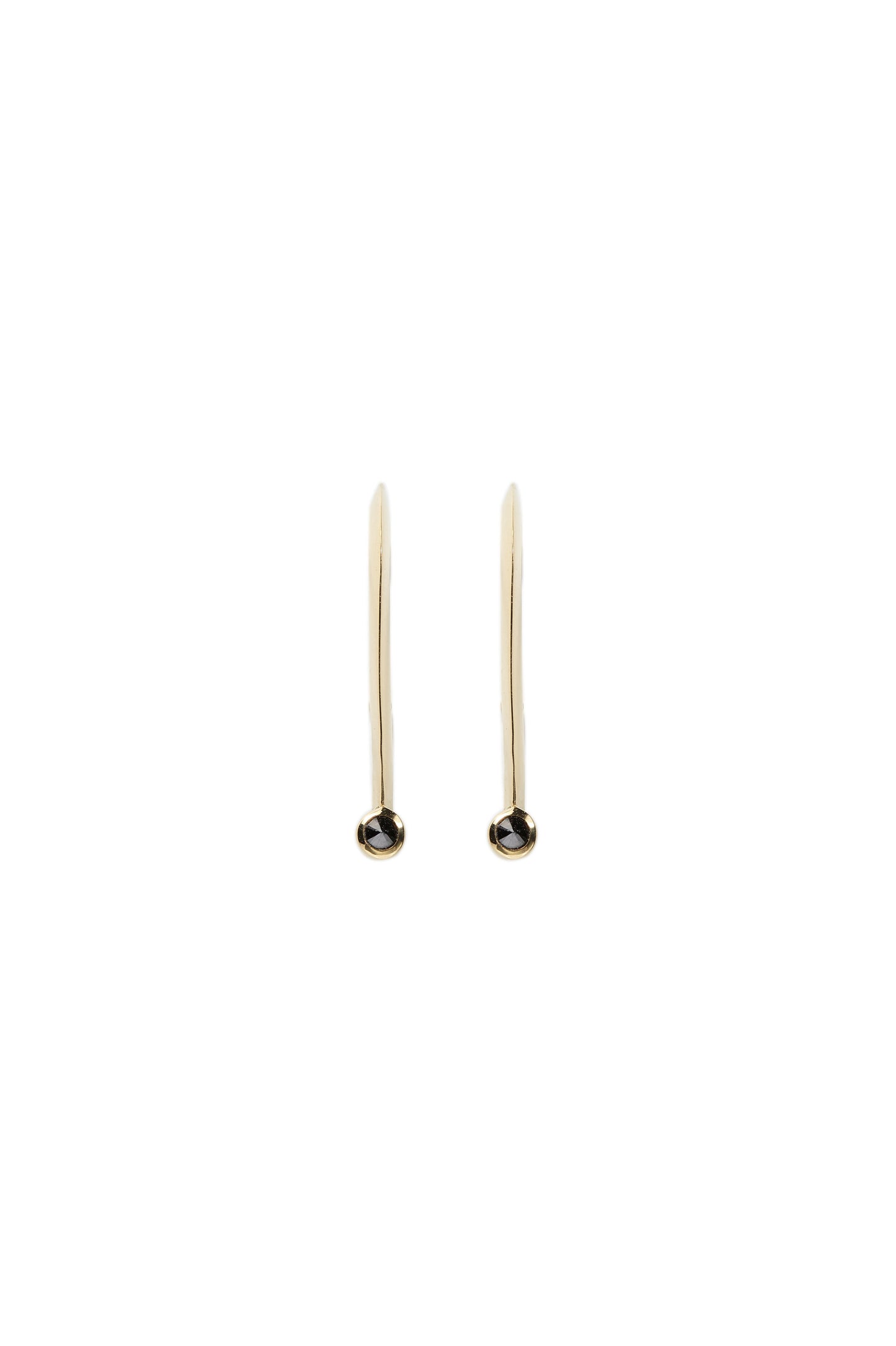 Inverted black diamond earrings in 18k yellow gold