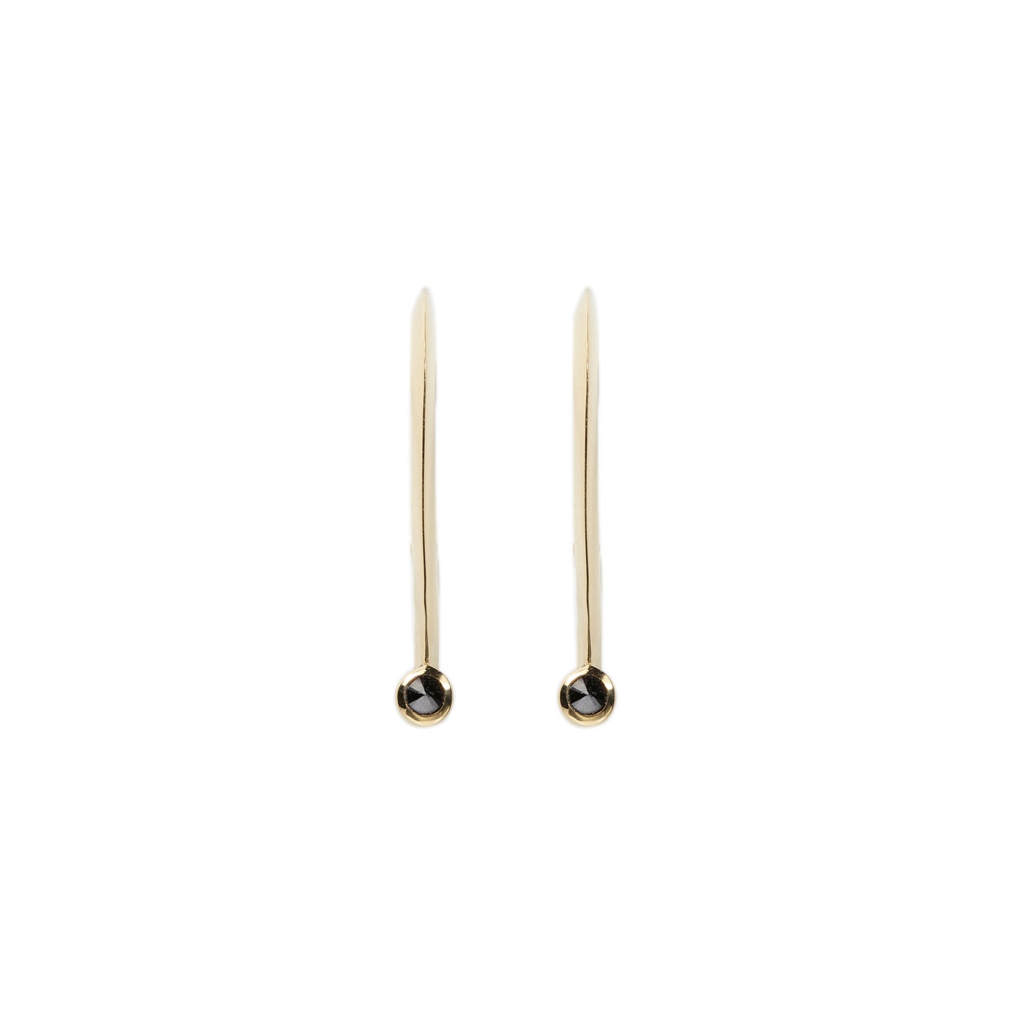 Inverted black diamond earrings in 18k yellow gold