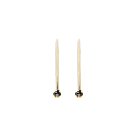 Inverted black diamond earrings in 18k yellow gold