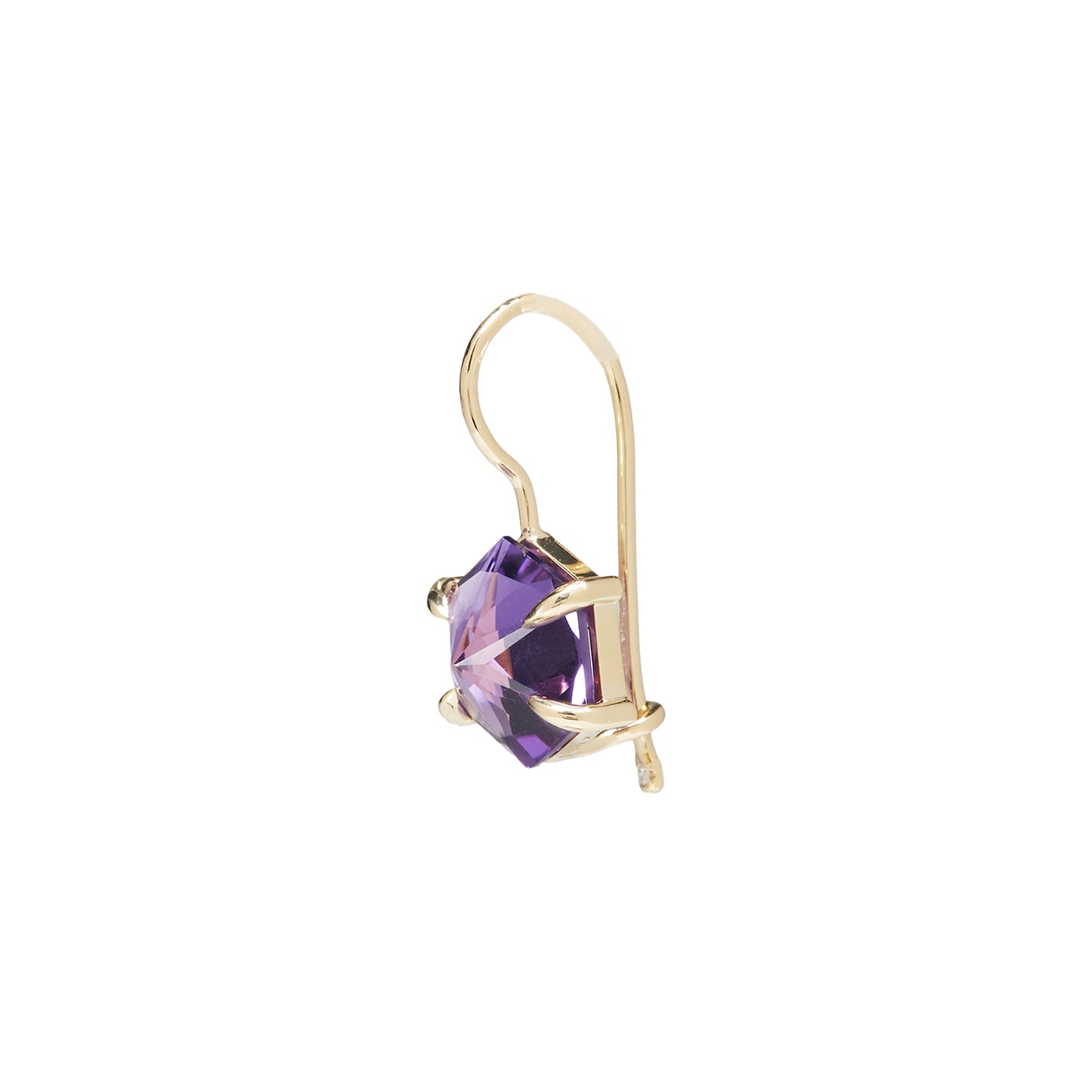 Amethyst earrings with white diamonds in 18k yellow gold