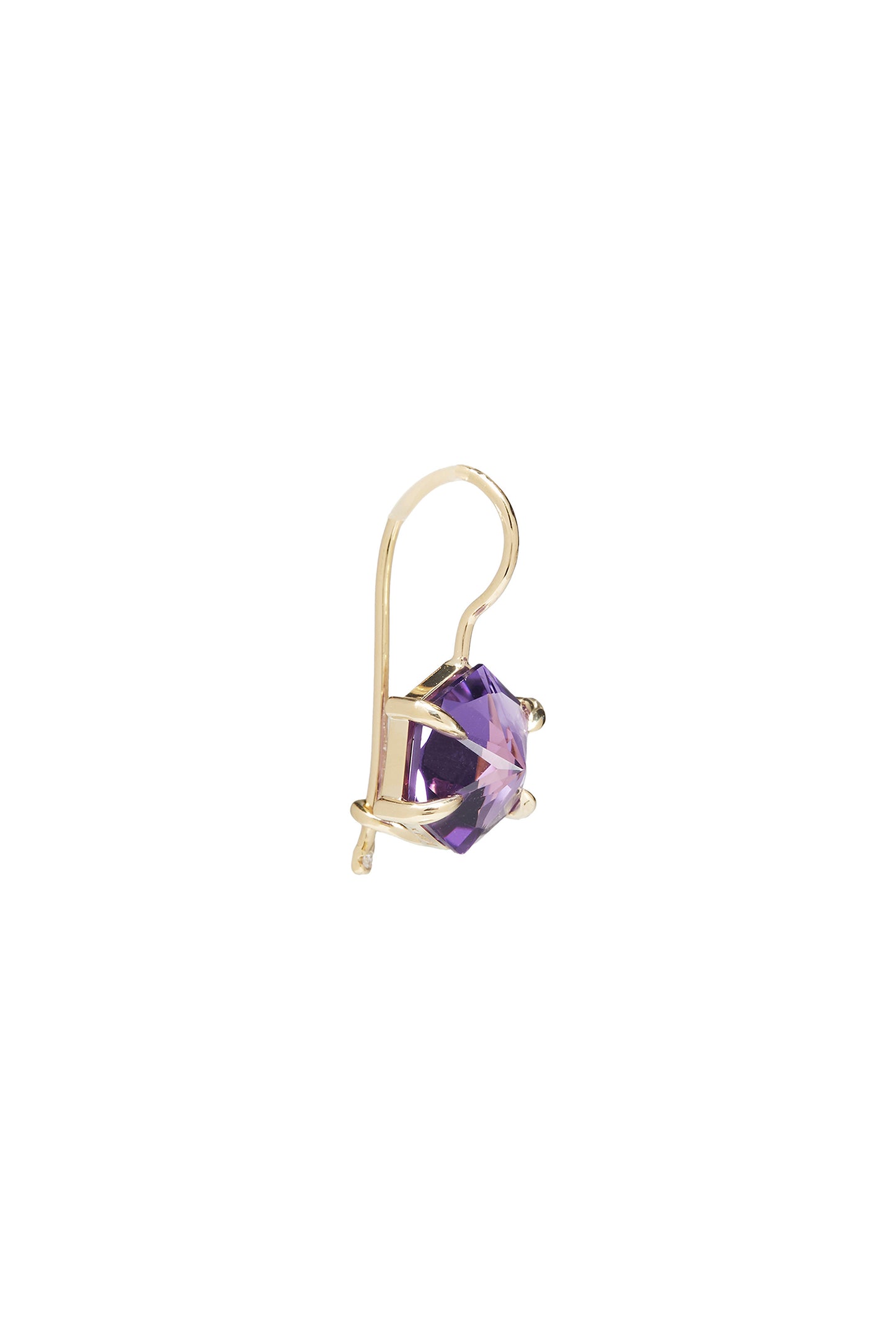 Amethyst earrings with white diamonds in 18k yellow gold