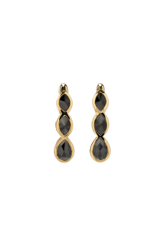 Black diamond earrings in 18k yellow gold