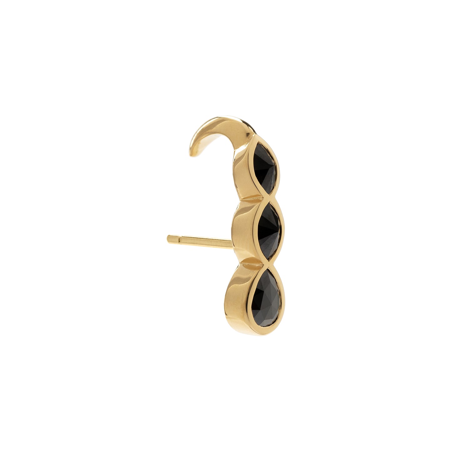 Black diamond earrings in 18k yellow gold