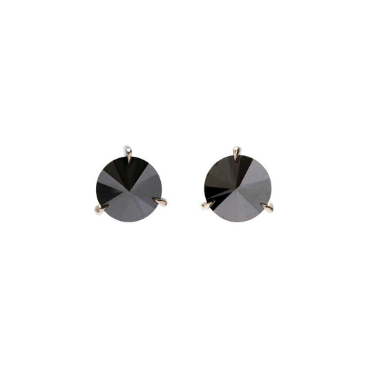 Inverted black diamond earrings in 18k white gold