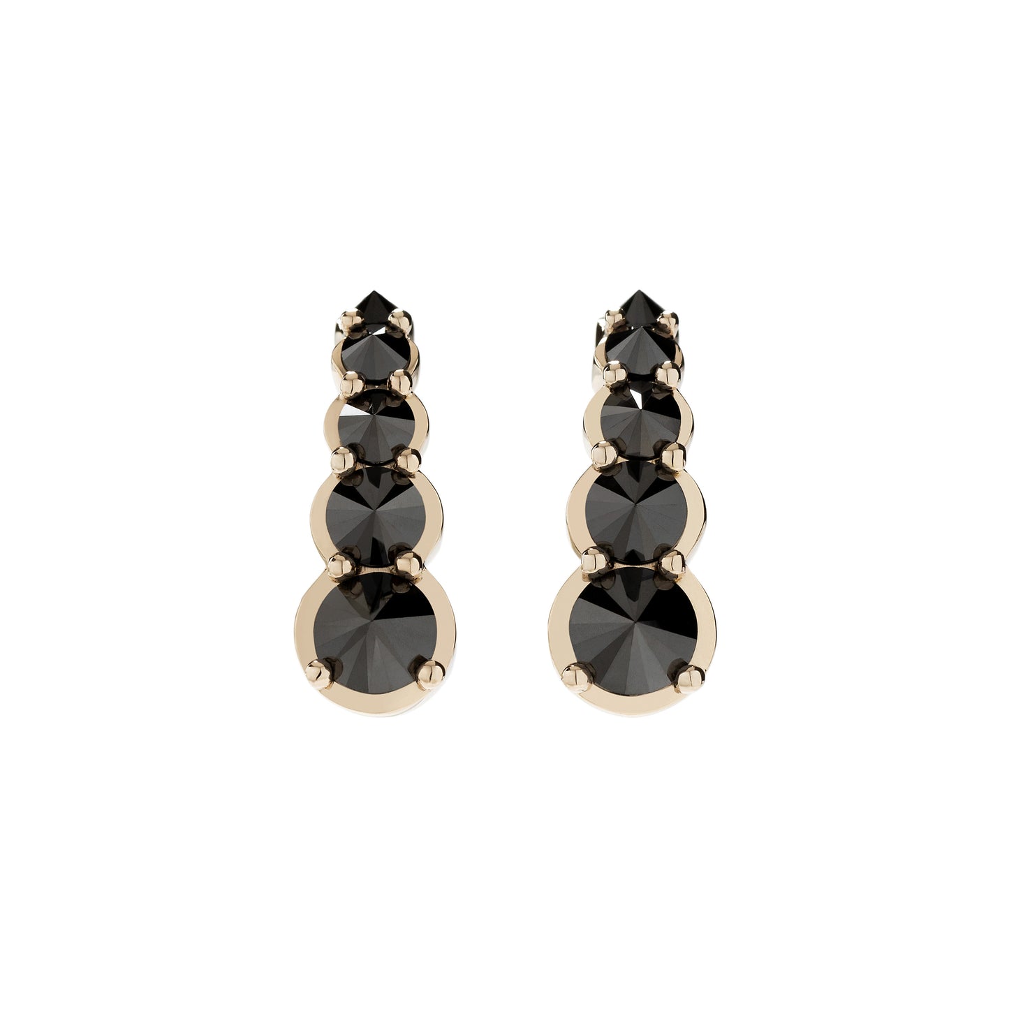 Inverted black diamond Hook earrings in 18k white gold