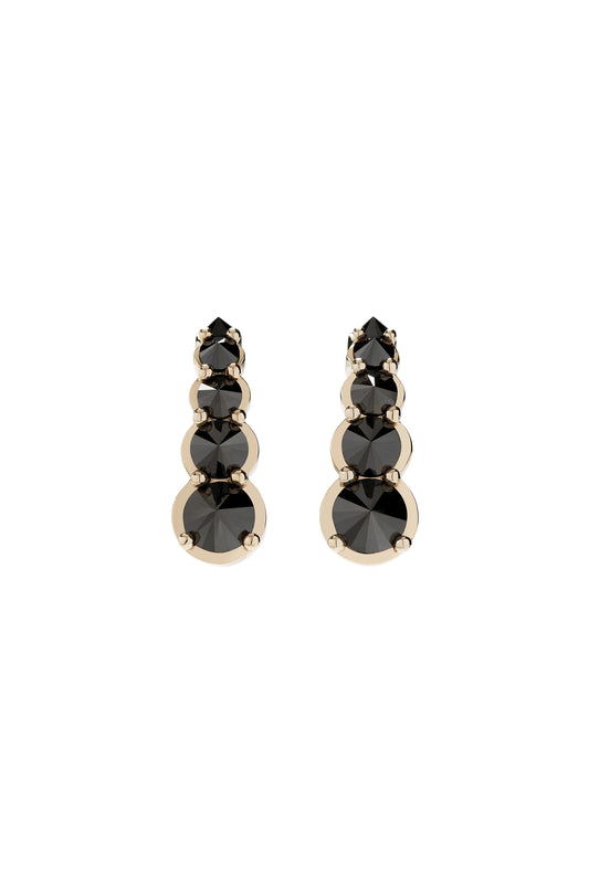 Inverted black diamond Hook earrings in 18k white gold