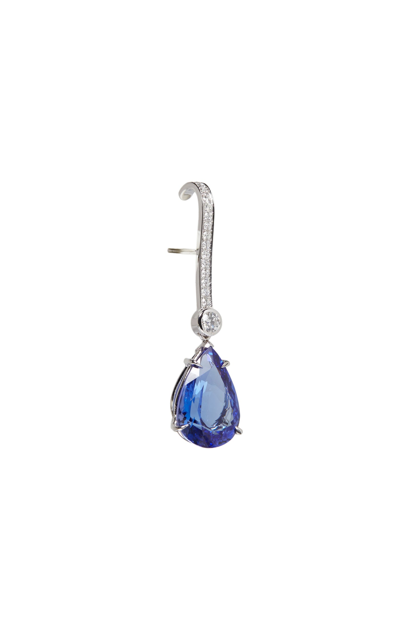 Tanzanite earrings with white diamonds in 18k white gold