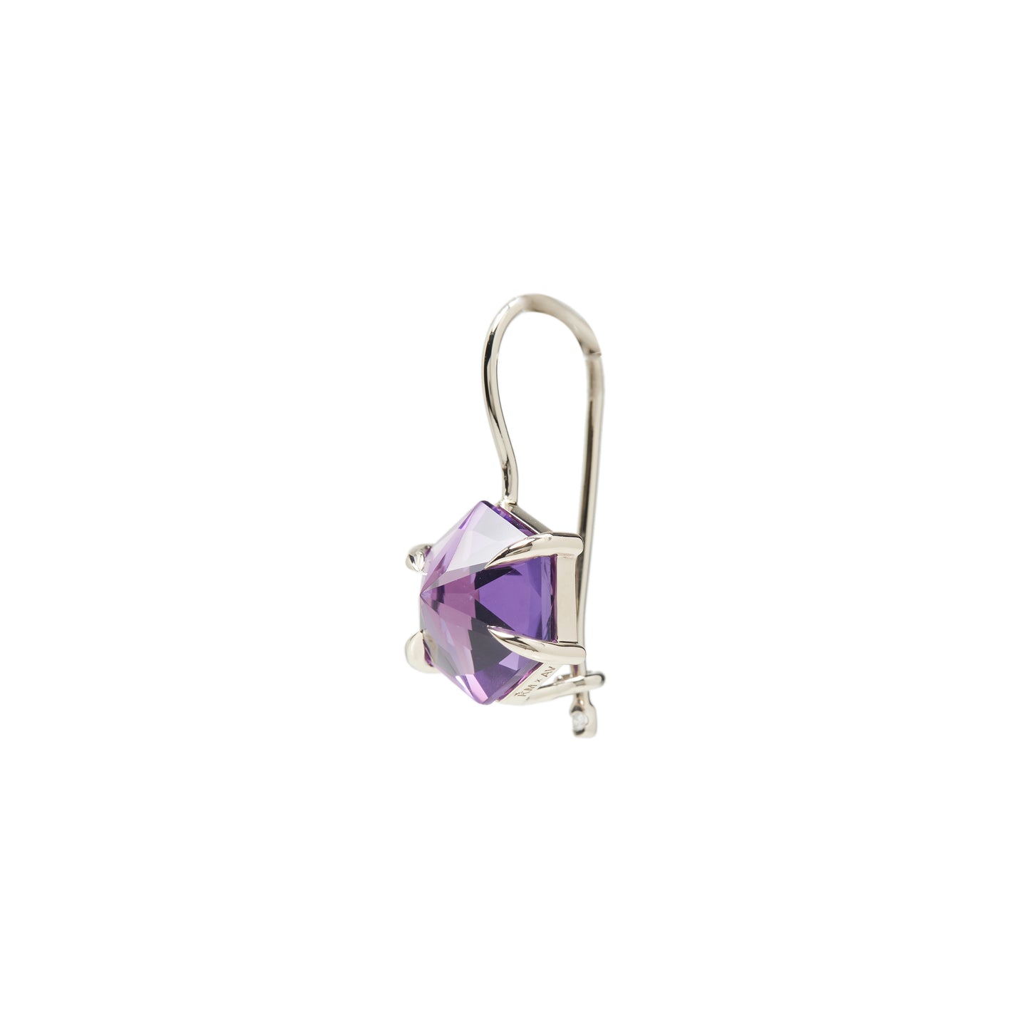 Amethyst earrings with white diamonds in 18k white gold