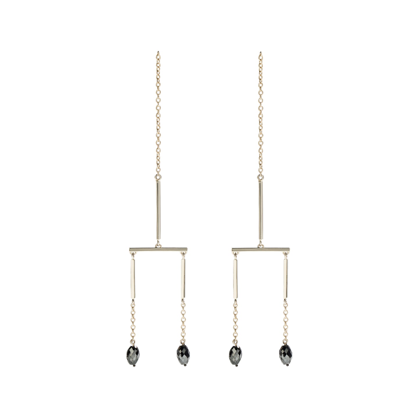 Black diamond earrings in 18k white gold