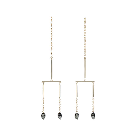 Black diamond earrings in 18k white gold