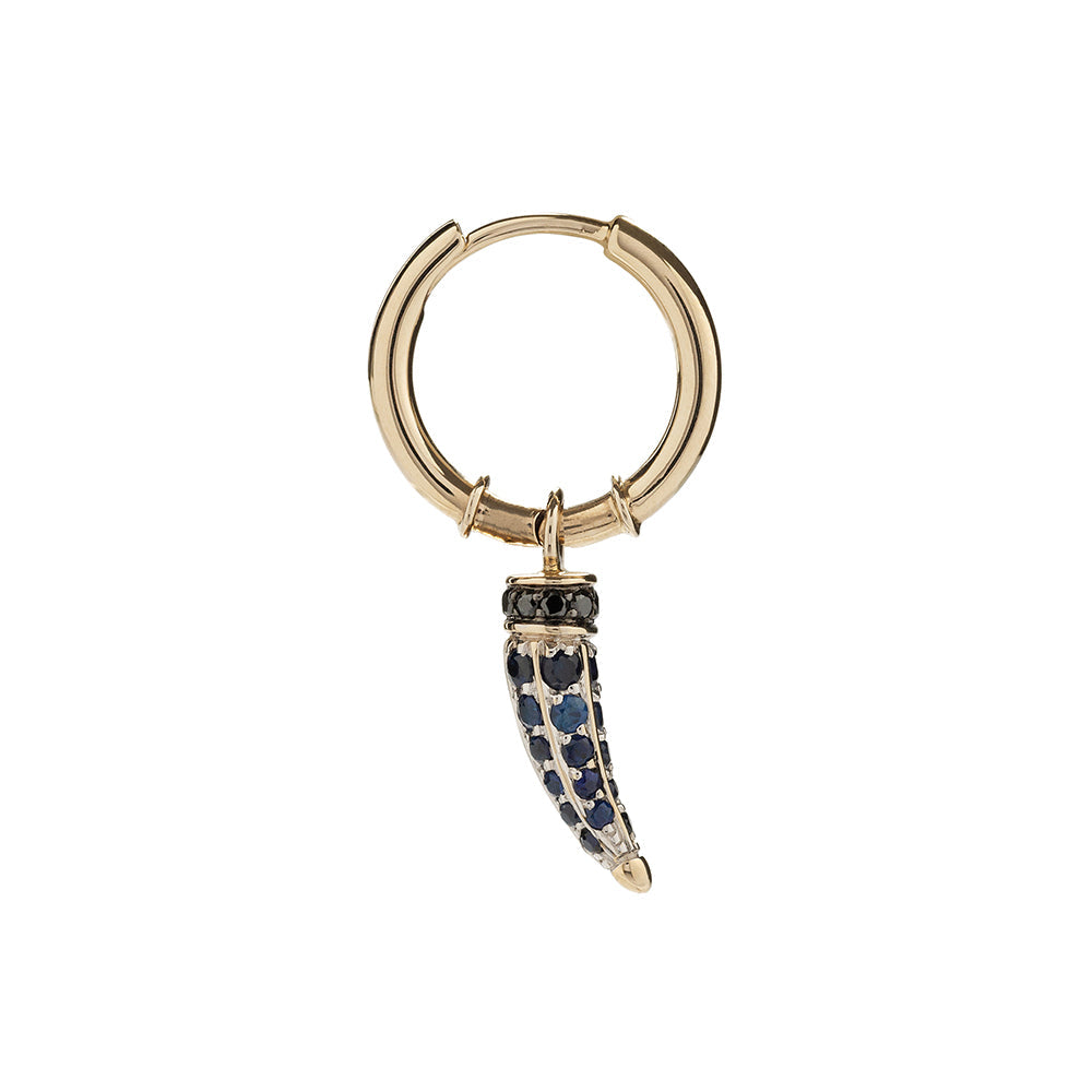 Blue sapphire mini Horn single earring