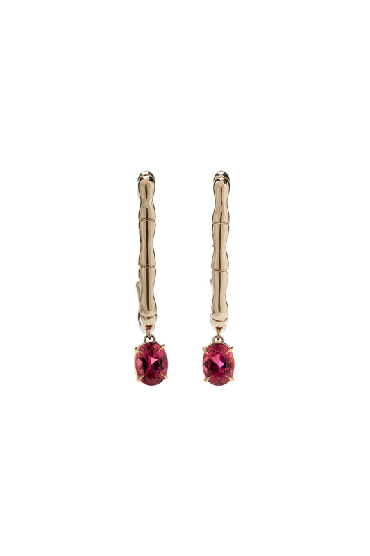 Ruby Bamboo earrings in 18k yellow gold