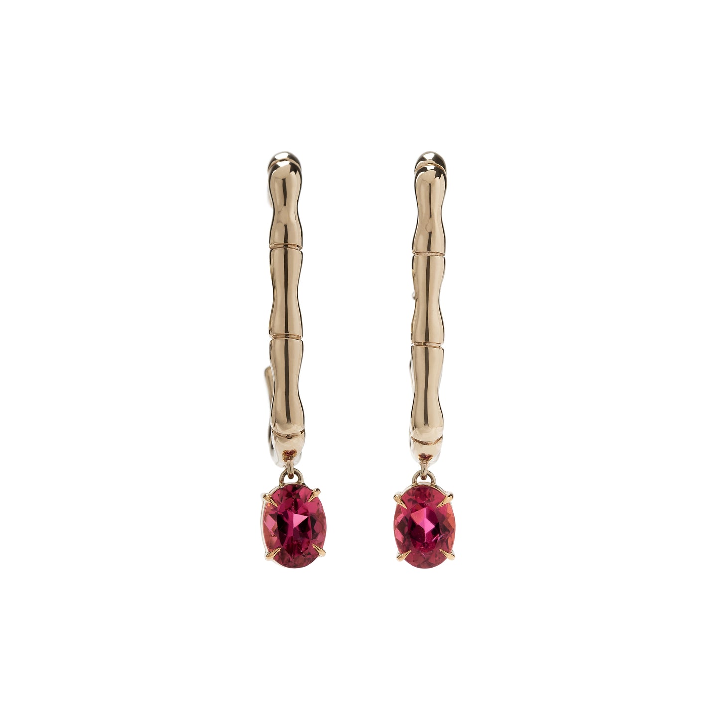 Ruby Bamboo earrings in 18k yellow gold