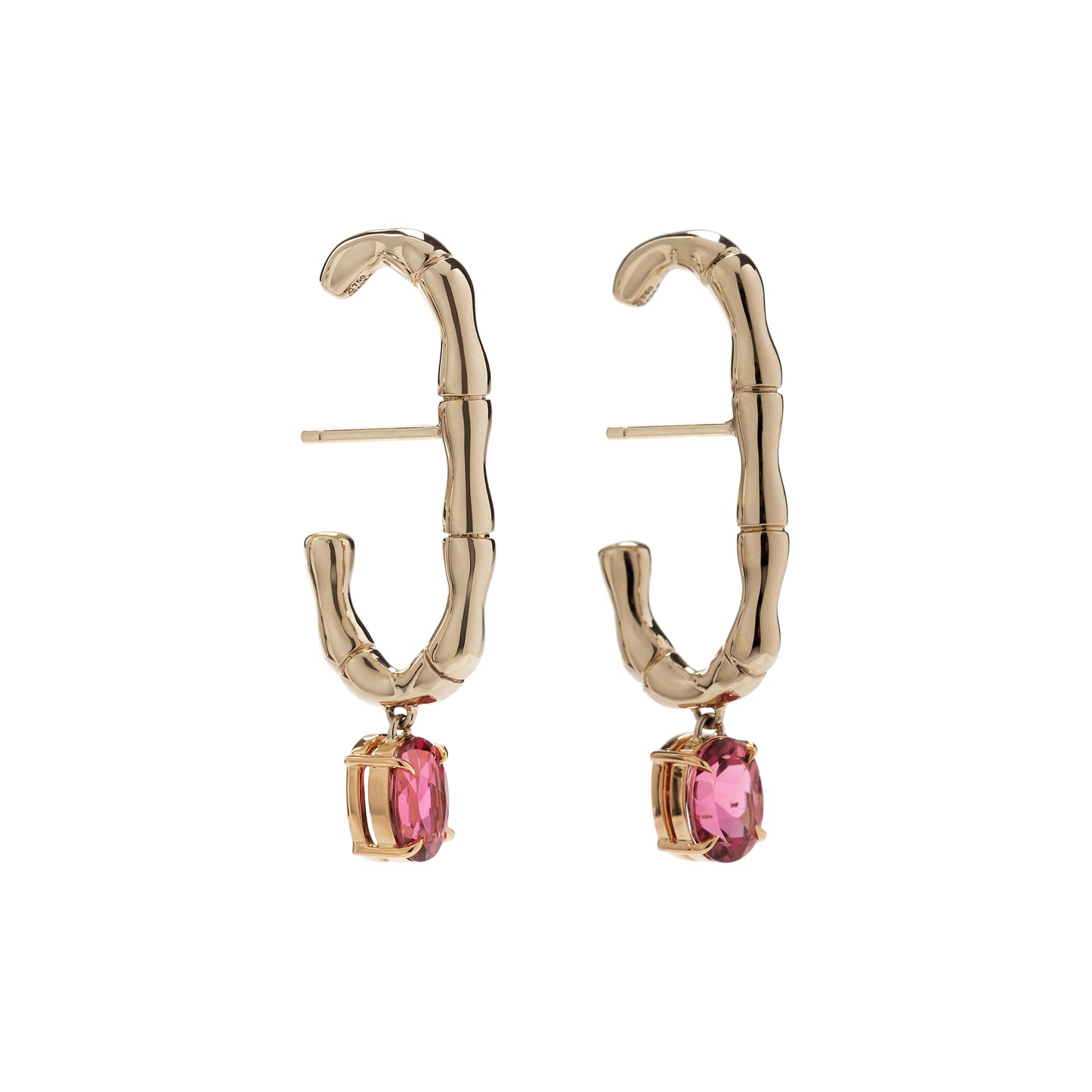 Ruby Bamboo earrings in 18k yellow gold