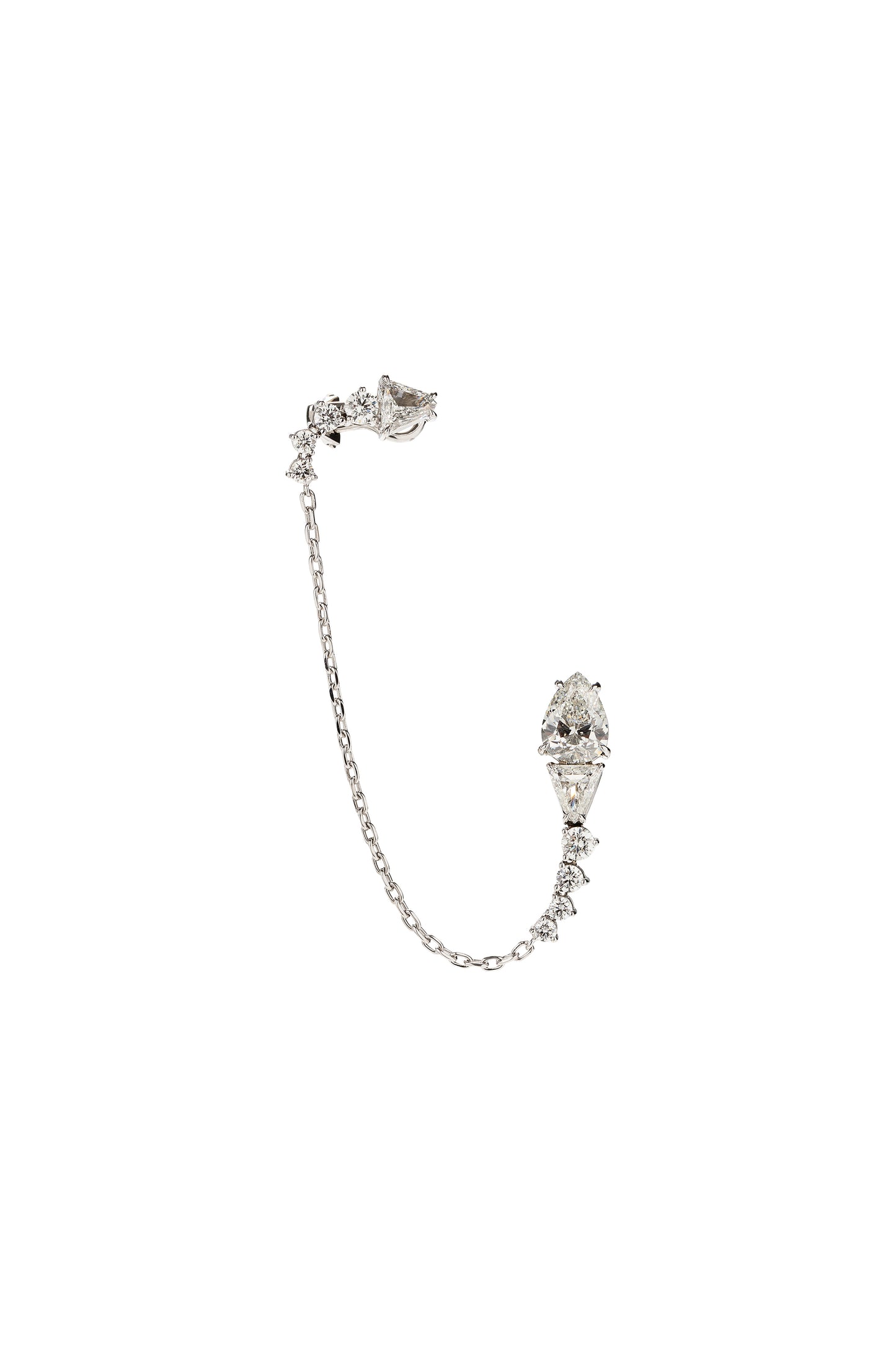 White diamond River Chain single earring in 18k white gold