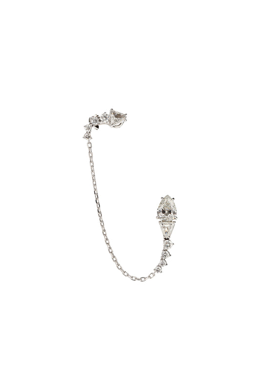 White diamond River Chain single earring in 18k white gold