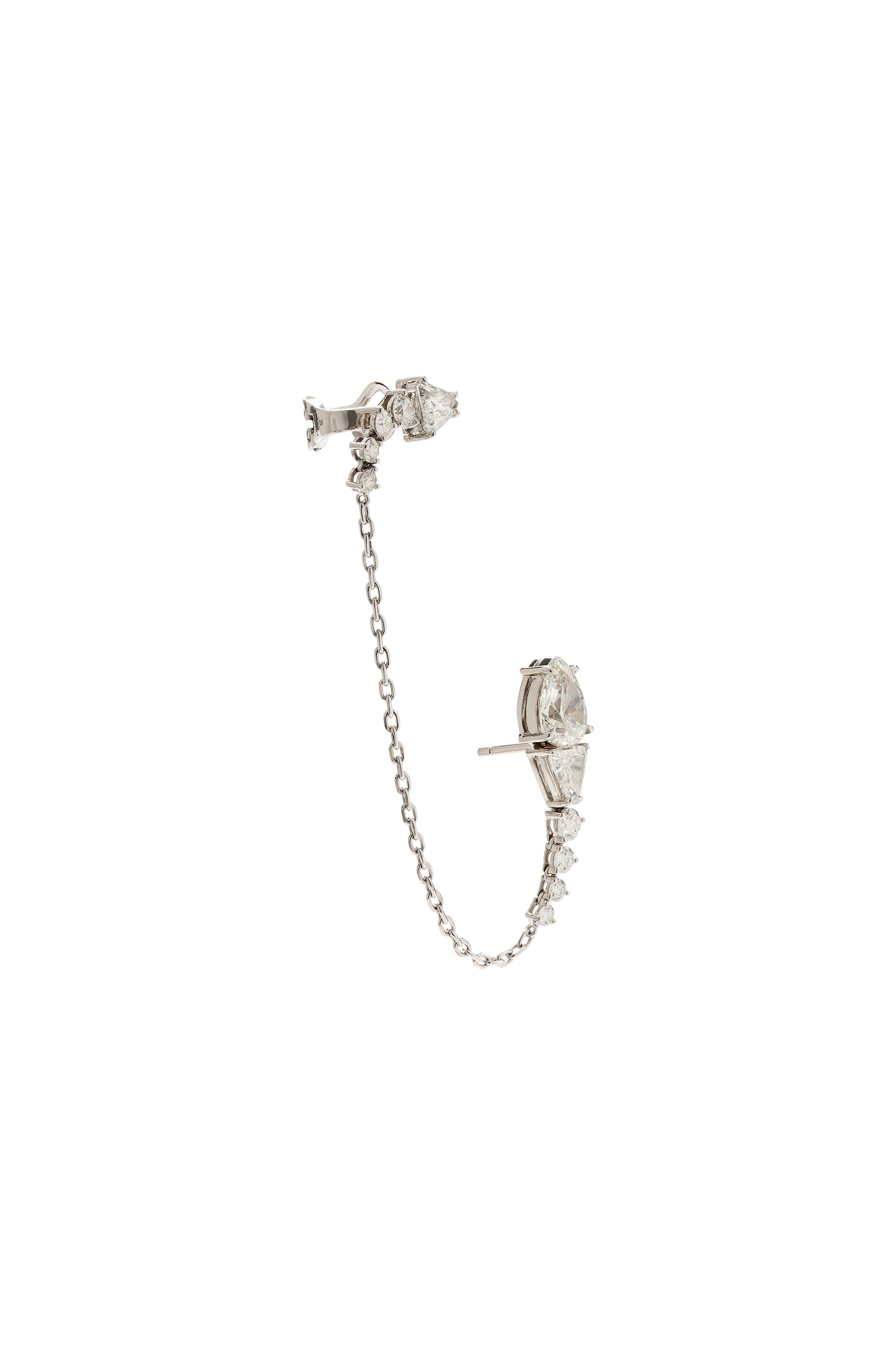 White diamond River Chain single earring in 18k white gold