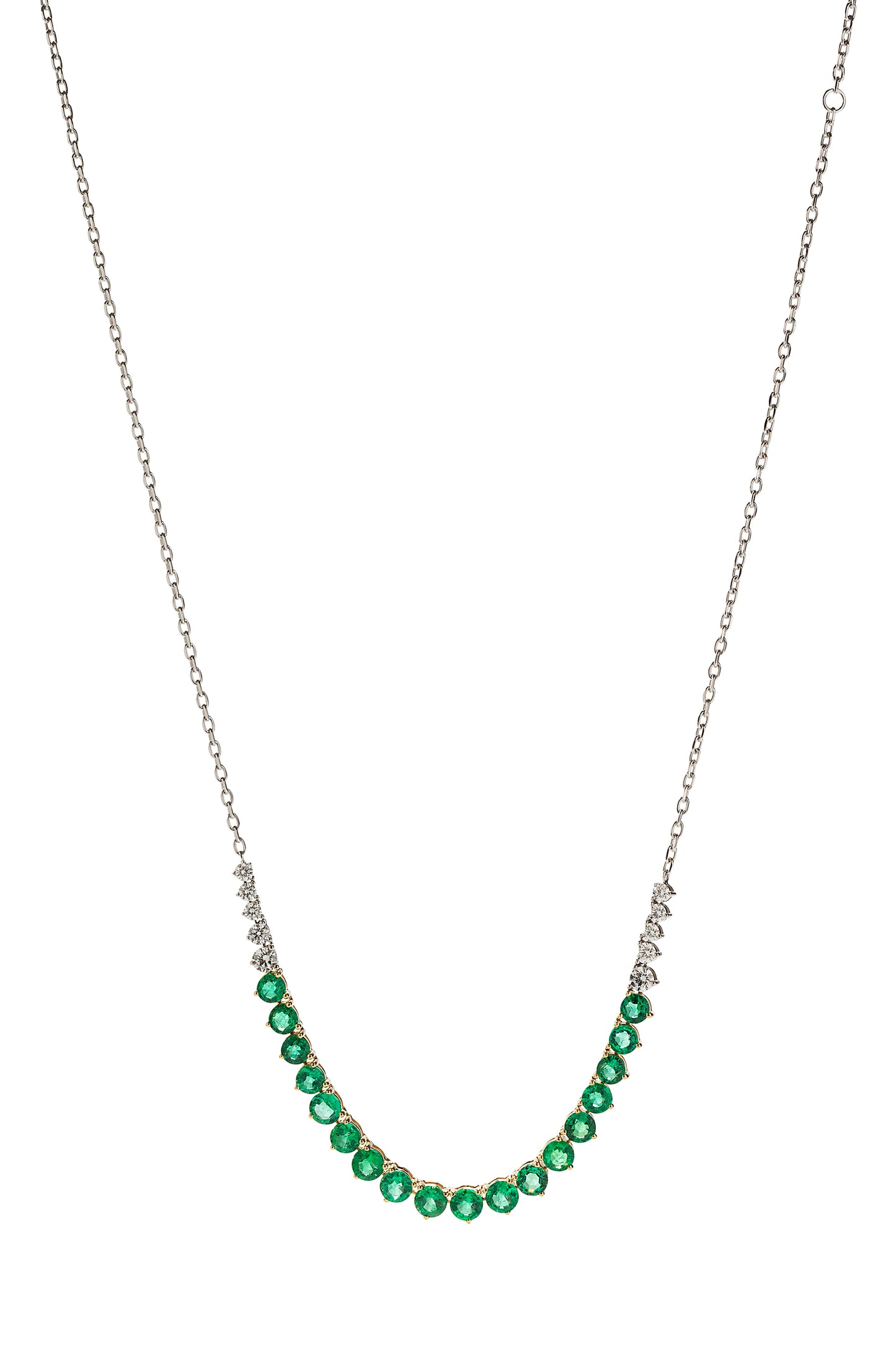 Emerald River Chain necklace with white diamonds in 18k white and yellow gold