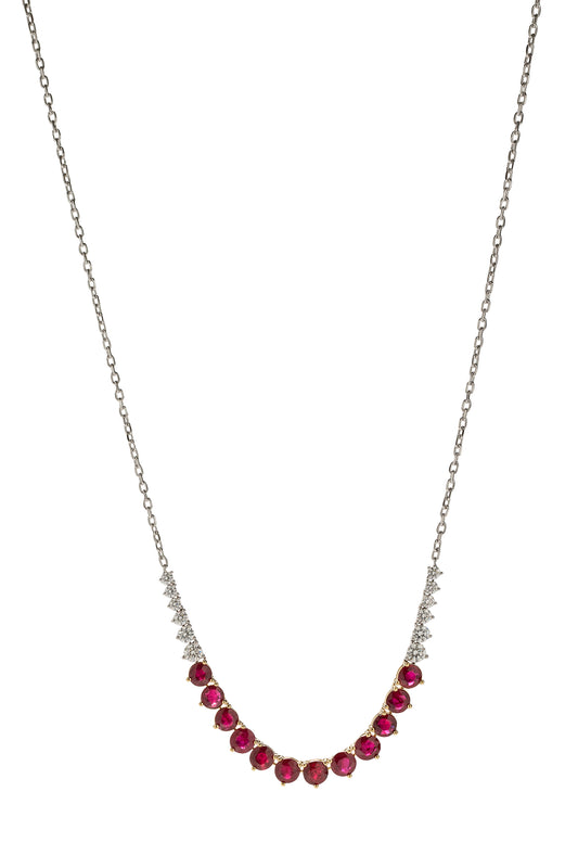 Ruby River Chain necklace with white diamonds in 18k white and yellow gold