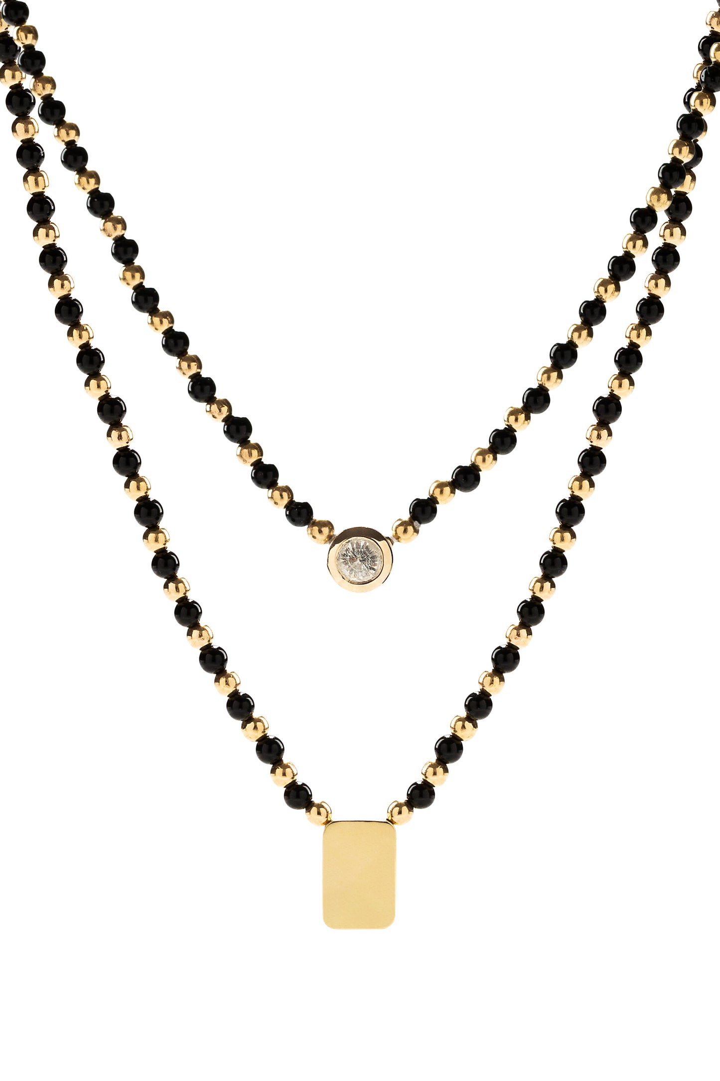 Ice diamond Talisma scapular with onyx in 18k yellow gold