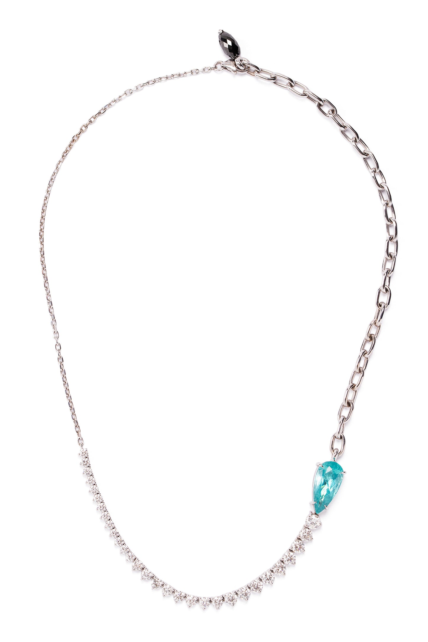 Paraiba tourmaline River Chain necklace with white diamonds