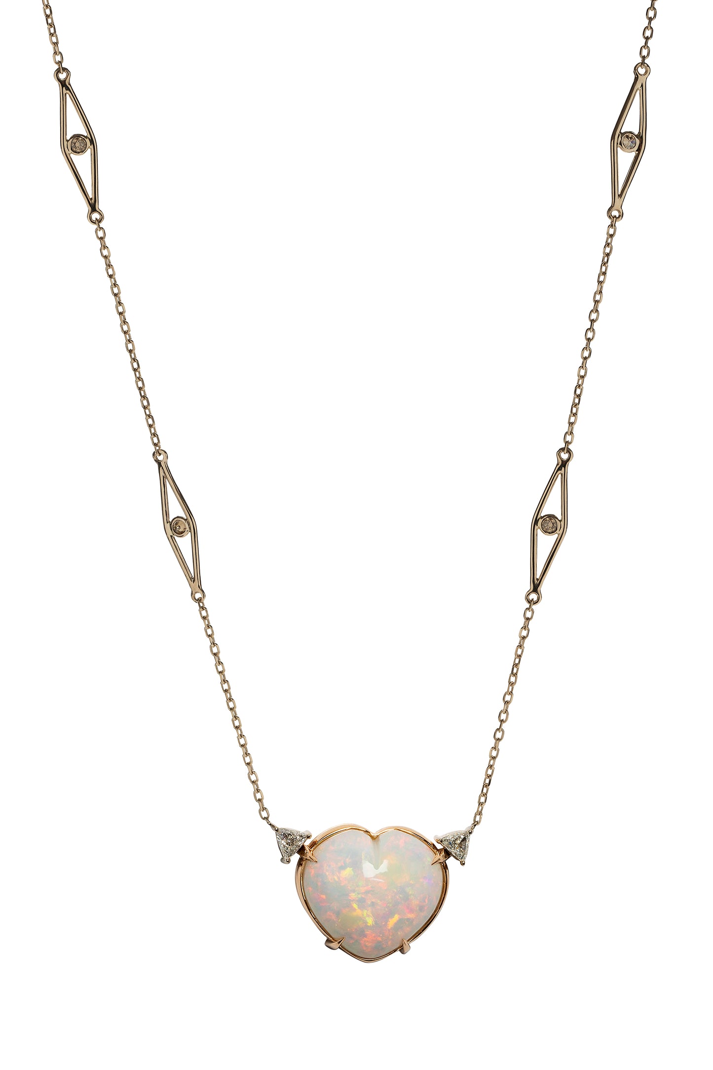 Opal Biela pendant with brown and white diamonds in 18k white and rose gold