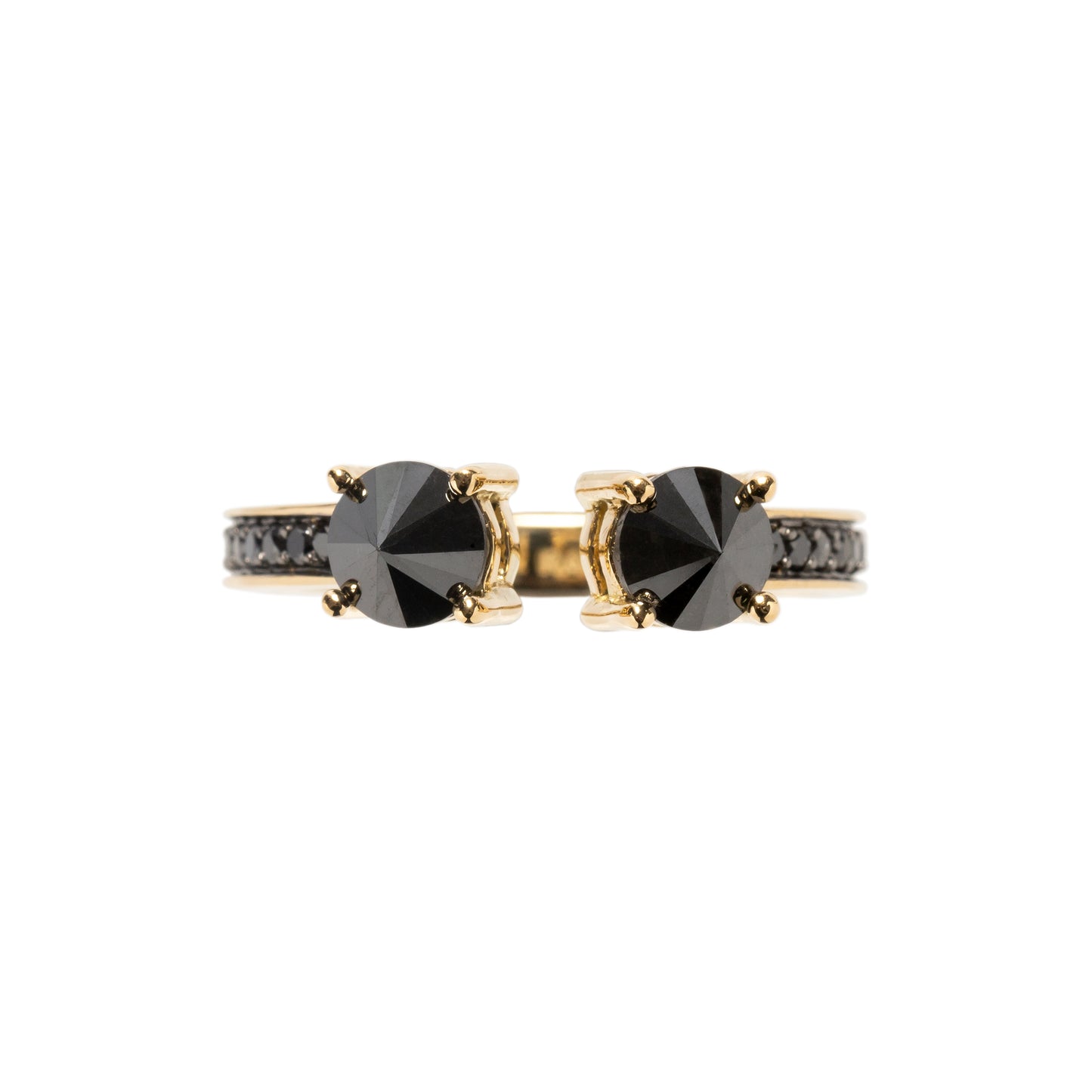 Inverted black diamond ring in 18k yellow gold