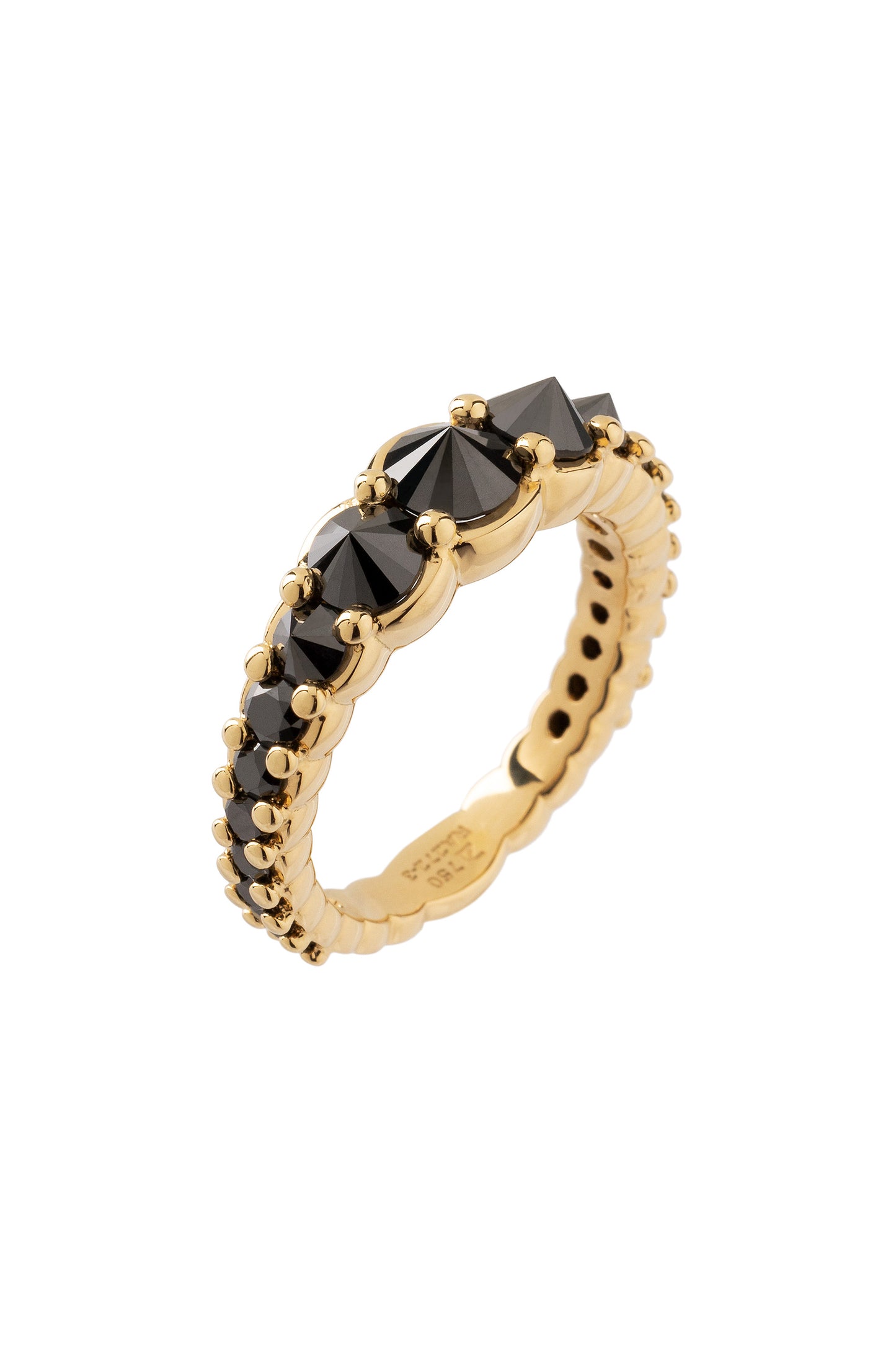 Inverted black diamond ring in 18k yellow gold