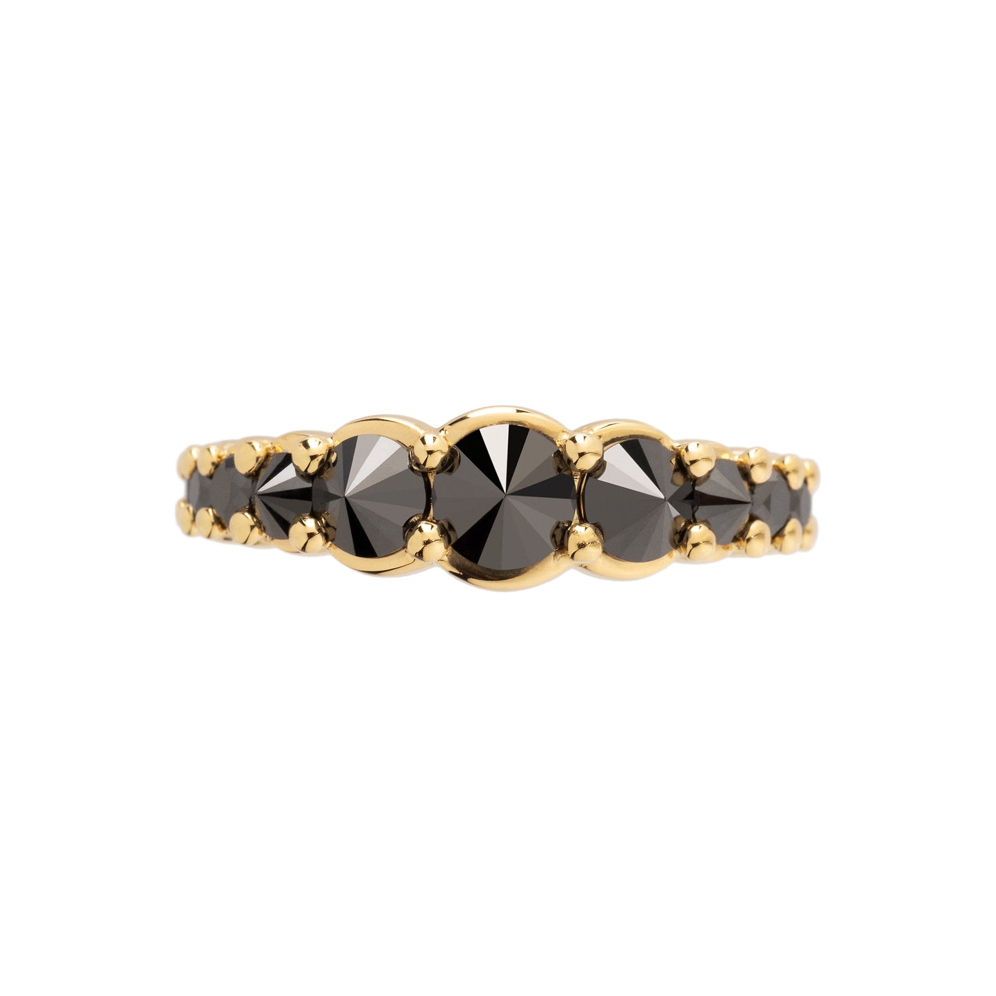 Inverted black diamond ring in 18k yellow gold