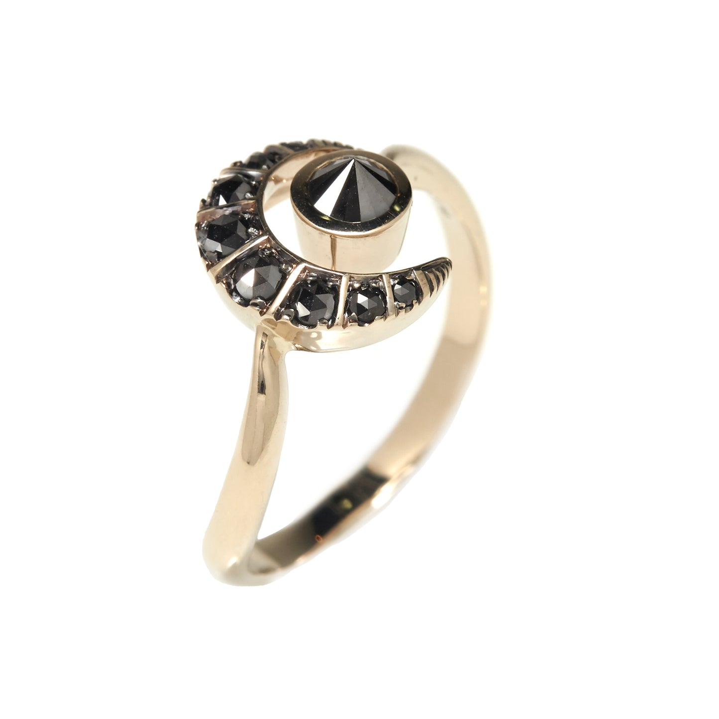 Black diamond ring in 18k white gold