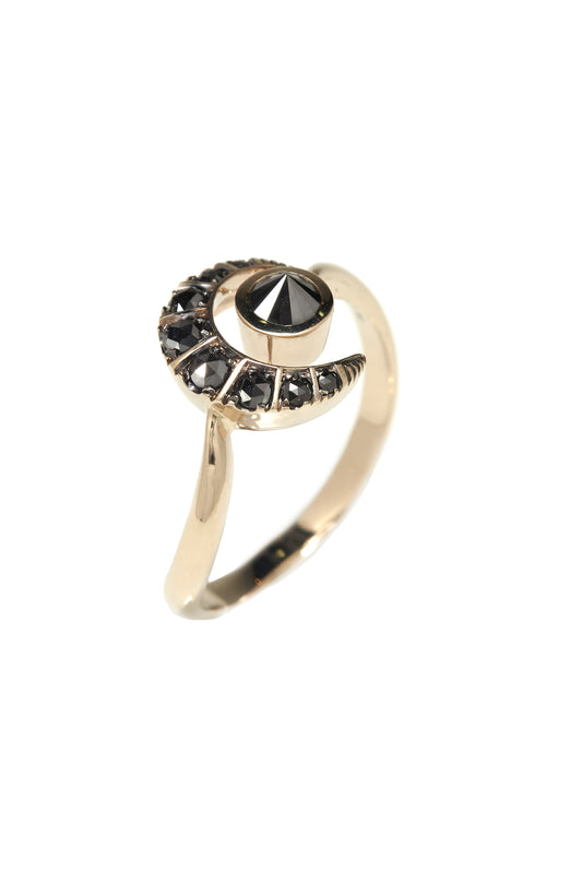 Black diamond ring in 18k white gold