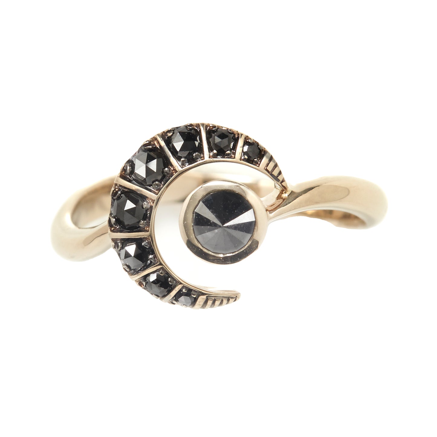 Black diamond ring in 18k white gold