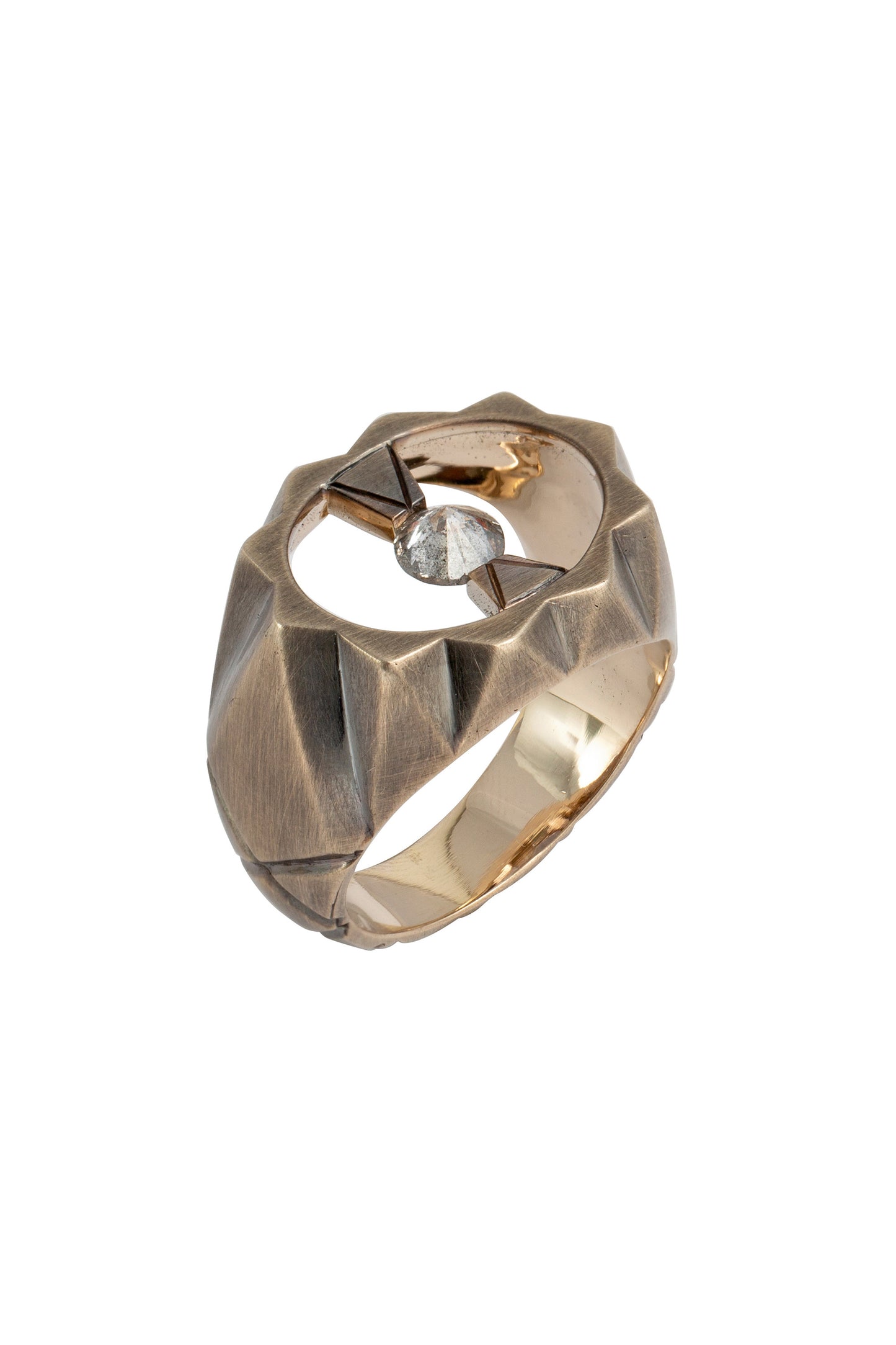 Grey diamond ring in 18k white gold