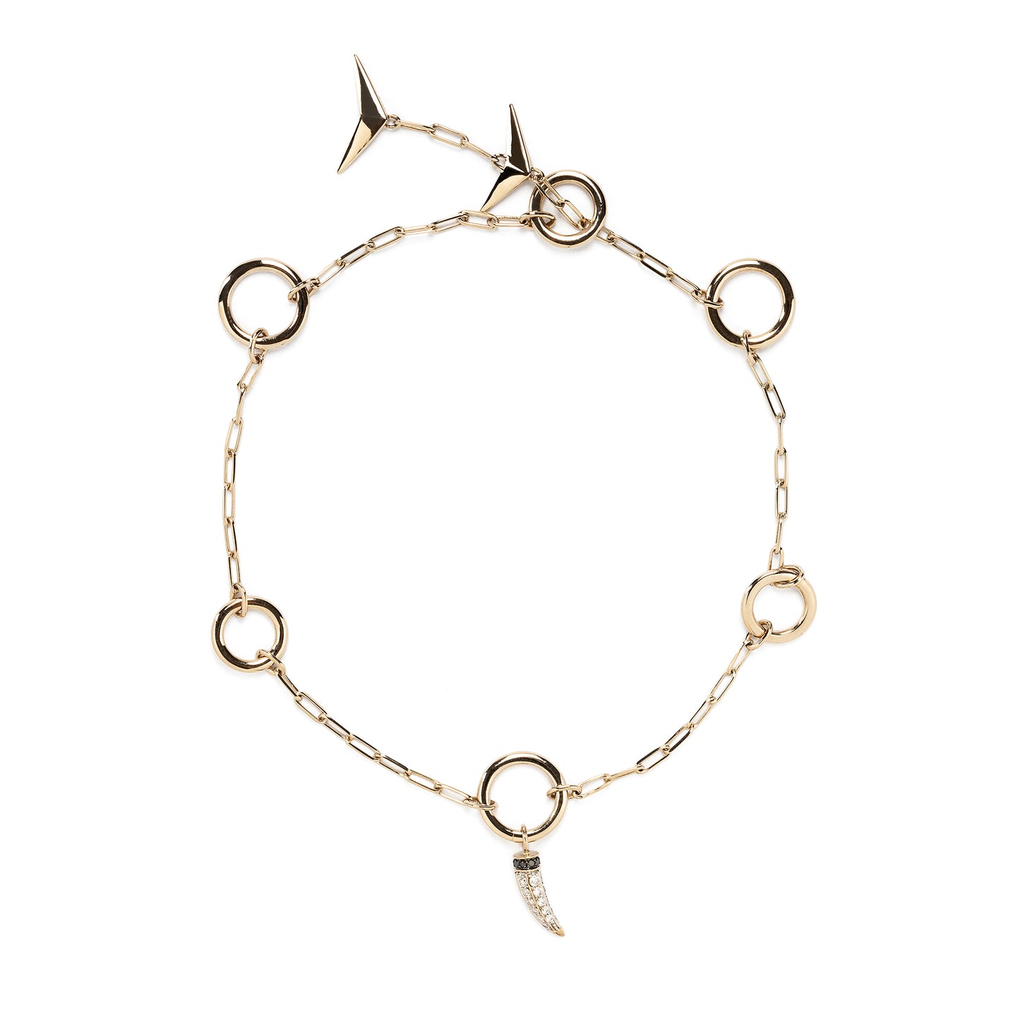 White diamond Horn anklet with black diamonds in 18k white gold