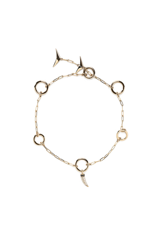 White diamond Horn anklet with black diamonds in 18k white gold